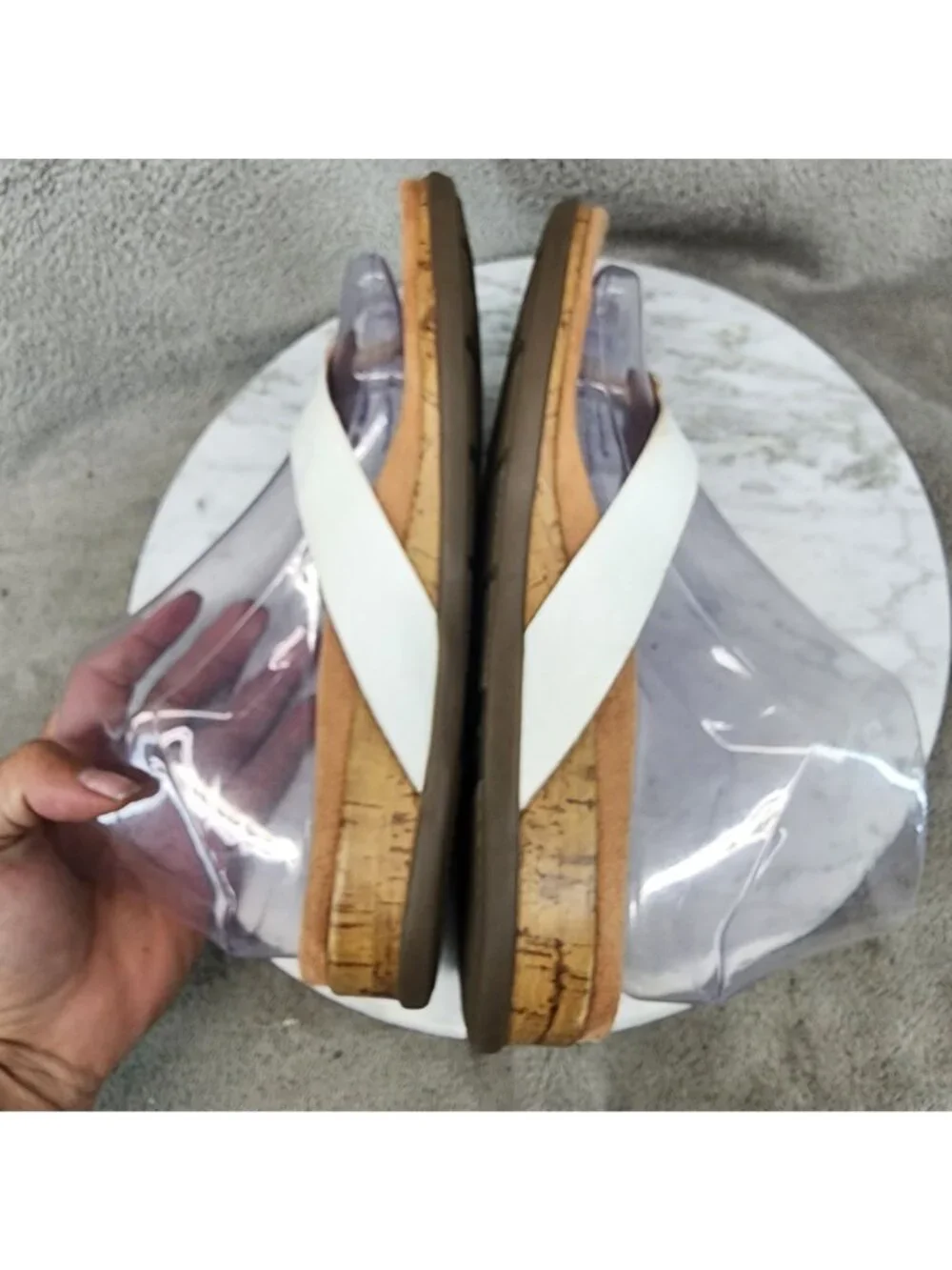 Vionic Shoes Womens  Size 6 Daniela White Leather Strap Cork Sandals *Read*